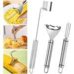 3-Piece Stainless Steel Corn Peeler & Stripper Set view 2